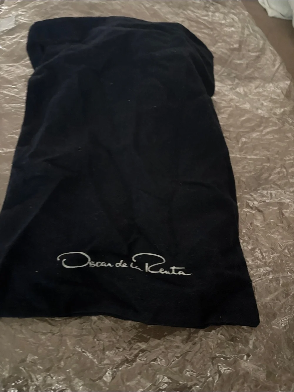 Oscar de la Renta Black Velvet Pointed Toe Flats with Crystal Bow